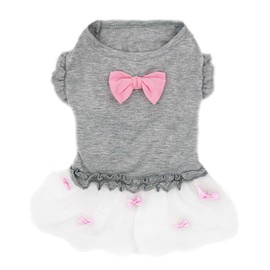KYEESE Dog Dresses Pink Bowtie Cat Dress for Small Dog Sundress with Ruffle Sleeves
