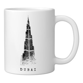 Dubai Burj Khalifa Vintage Skyline I Love Emirate Dubai Ceramic Mug, White