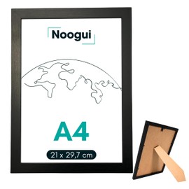 NOOGUI Picture Frame A4 Wood Picture Frame DIN A4 Size 21 x 30 cm Wooden Picture Frame Black Ideal for Photos and Diplomas