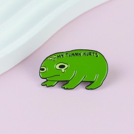 My Tummy Hurts Sad Crying Frog Pin Brooch, Stomach Ache Enamel Pin, Funny Gift For Tummy Ache Survivor Chronic Illness Warrior, Chronic Pain Humor Lapel Badge, Funny Sick Day Decorative Jewelry Accessories For Bag Jacket Hat