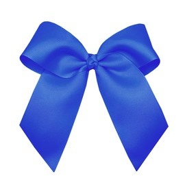 WD2U Girls Large 6" Grosgrain Knotted Hair Bow with Tails on French Clip Barrette (Royal Blue)
