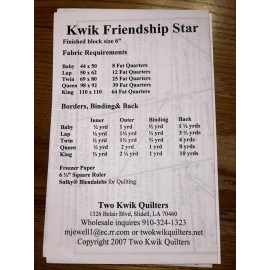 Two Kwik Quilters Kwik Friendship Star Freezer Paper Quilt Pattern Two Kwik Quilters TKQ31 New