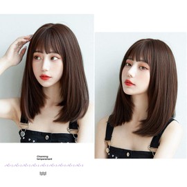 Candybay Full Wig, Natural Wig, Harajuku, Women's, Daily Use, Semi-Long, Straight Women's Wig, Small Face, Heat Resistant