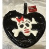 Deceptions Black Heart Shaped Skull & Crossbones Purse Wristlet, Textured,
