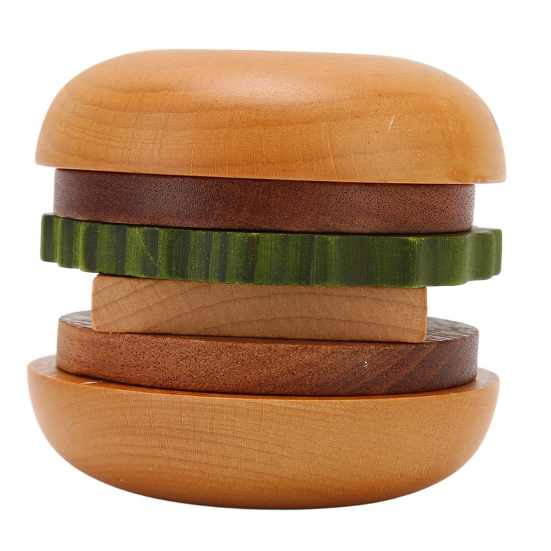 Hamburger Coaster Set Heat Insulation Cute Exquisite Wood Drink Coasters