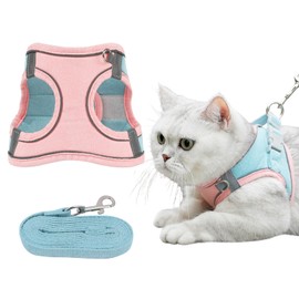 Cat Harness Lead Set for Walking Escape-Proof Cat Harness with Leash Set Adjustable Reflective Strips Vest Harnesses Pet Harness with Reflective Strap for Cat,Kitten,Puppy (S （2-5LB）)