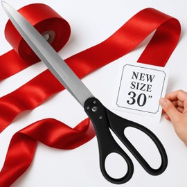 30 Inch Black Giant Scissors – Extra Large Ceremonial Cutting Tool with Red Ribbon for Grand Opening Event Supplies Decorations and Business Celebrations