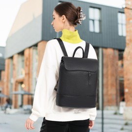 Myhozee Women's City Backpack - Elegant Backpack Bag PU Leather Anti-Theft Daypack with Laptop Compartment 14 Inch Backpack Waterproof School Backpack for Trips Travel Leisure, black