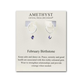 Philip Jones February Birthstone Hoop Earrings Created with Amethyst Zircondia® Crystals