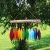 Blue Handworks Rainbow Glass Chime, Sandblasted Glass and Found Wood