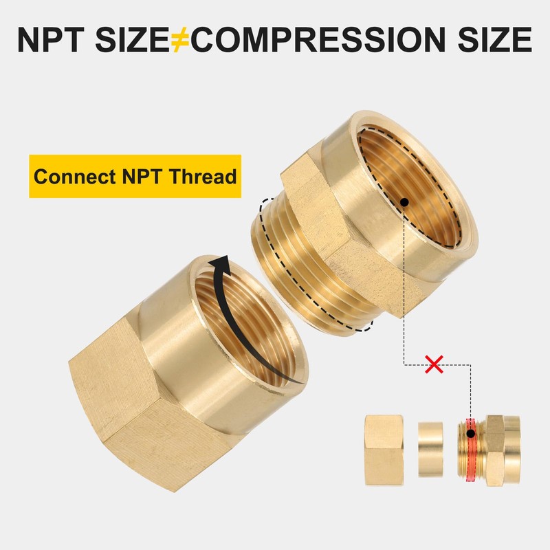 PATIKIL 1/2" G Female x 3/8" N PT Brass Male