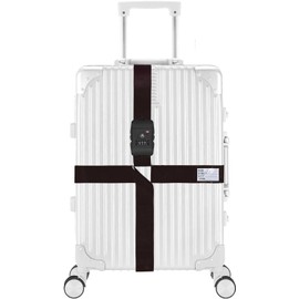 TSA-Certified Luggage Strap Set with Lock, Cross Suitcase Belts, Heavy-Duty Adjustable Straps - Black