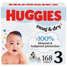 Huggies Size 3 Diapers, Snug & Dry Baby Diapers, Size 3 (16-28 lbs), 168 Count, Packaging May Vary