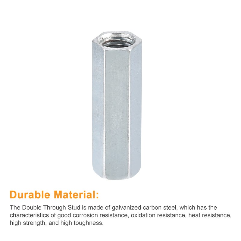 sourcing map 20pcs M12x15x50mm Coupling Nuts - Galvanized Carbon Steel