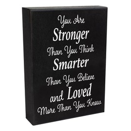 JennyGems You Are Stronger Than You Think Sign Wooden Sign and Inspirational Decor, Positive Friend Gift and Wall Hanging, Made in USA