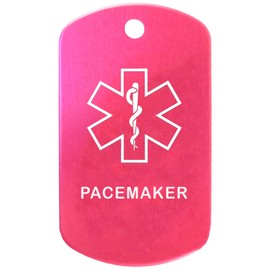 Pacemaker Medical Alert ID Necklace with Pink Hot Tag, Camo Forest Silencer, and 30'' USA Chain - 154 Color Choices