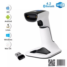 ScanAvenger 1D/2D Wireless Bluetooth Barcode Scanner: 3-in-1 with stand, USB QR Code Reader