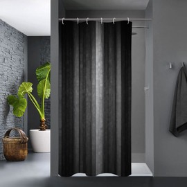 Gibelle Small Stall Shower Curtain 36 x 72, Narrow Half Black Grey Set, Abstract Modern Fabric for Bathroom, Cool Glass Texture Ombre With Hooks