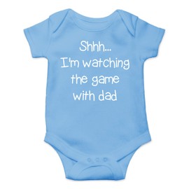 Shh. I'm Watching The Game with Dad - Body para bebé de una sola pieza, Azul claro, 6 meses