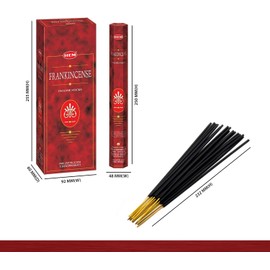 HEM Frankincense Incense Sticks Pack of 6 (120 Sticks) – Natural Resin Aroma for Meditation, Spiritual Use & Aromatherapy – Includes JRose Wooden Incense Holder – Relaxation Gift Set