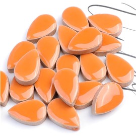 500g Raindrop Ceramic Mosaic Tiles for DIY Craft Home Decoration DIY Mosaic Tile Kits for Craft Plates, Flower Pots, Vases, Cups, Mosaic Making Accessories, Art Projects (Orange)