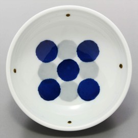Hama Pottery Indigo Round Crest Tamabuchi Flat Pot 05-23 13.5cm