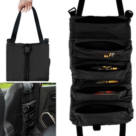 Canvas Wrench Tool Bag Multi-Purpose Roll Bag Tool Roll Up Pouch Wrench Roll Up Bag Tool Bag with 5 Zip Pockets, Craftsman/Electrician, Black