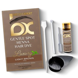 BROWSXPERT Gentle Spot Henna Hair Dye With Mixing Dish, Exclusive Stir and Brush + Follow Instructions | 3.5g | Light Brown