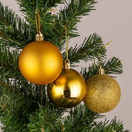 10cm/6Pcs Christmas Baubles Shatterproof Gold, Christmas Tree Decorations Ball Ornaments Balls Xmas Hanging Decorations Holiday Decor - Shiny,Matte,Glitter
