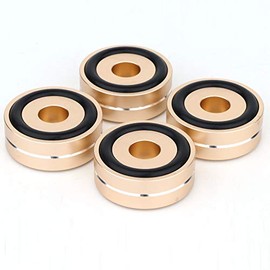 Monosaudio Audio Equipment Feet 4Pcs 40x15mm Speaker Isolation Feet Aluminum Feet with Non-Slip Rubber Rings for Audio,Speakers,Subwoofers,Amplifier,Home Theater,Turntable,DAC(Gold Color)