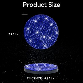 Bling Cup Holder Coasters for Car, 4PCS Universal Non-Slip Cup Holder, Embedded Decorative Coasters, Shiny Crystal Car Interior Accessories Gifts for Women (Blue)