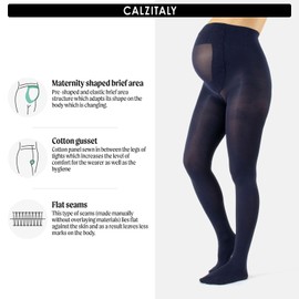CALZITALY Opaque Maternity Tights, Micoriber Pregnancy Pantyhose | S, M, L, XL, XXL, 3XL, 4XL | 100 DEN | Made in Italy (XL, Navy)