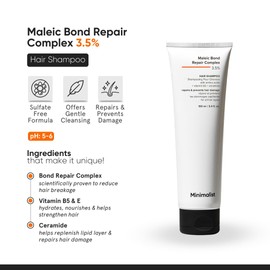 Minimalist Maleic Bond Repair Complex 3.5% Hair Shampoo with Ceramide, Coconut oil & Betaine | For Damaged & Frizzy Hair | For Women & Men | For All Hair Types | 100 ml (Pack of 1)