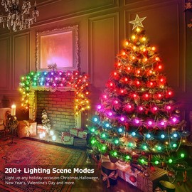 KepStars 33ft Globe String Lights, 66 LED RGB Color Changing String Fairy Lights, Smart APP & IR Remote Control, 200+ Scene Modes for Bedroom Backdrop Indoor Outdoor Christmas Decorations