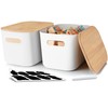 Citylife 2 PCS Storage Bins with Bamboo Lids Plastic Storage