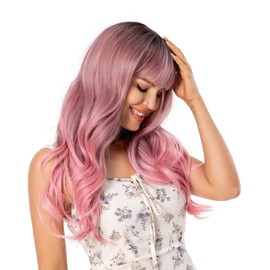 Pelucas para Mujer de Moda,26 "/66 cm Peinado Ondulado Esponjoso, Rosa, Adecuado para Fiestas,Halloween, Juegos de Rol, Fiestas, Citas y Cualquier Otra Escena (26 ",Rosa)