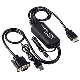 VGA to HDMI Cable, VGA to HDMI Adapter Cable with Audio for Connecting Old PC, Laptop with a VGA Output to New Monitor, Display, HDTV with HDMI Input (Male to Male)