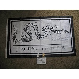 Flag Join Or Die Benjamin Franklin 3X5 Ft Double Sided Sewn 2Ply Solarmax Nylon