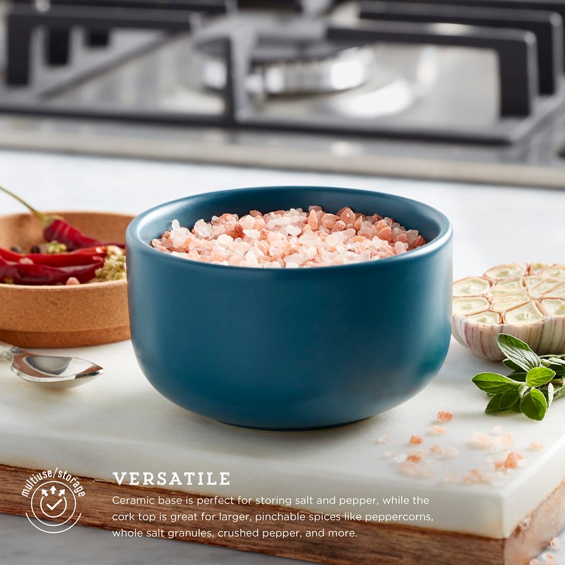 Kamenstein Ceramic and Cork Salt Pig with Easy Lift Lid