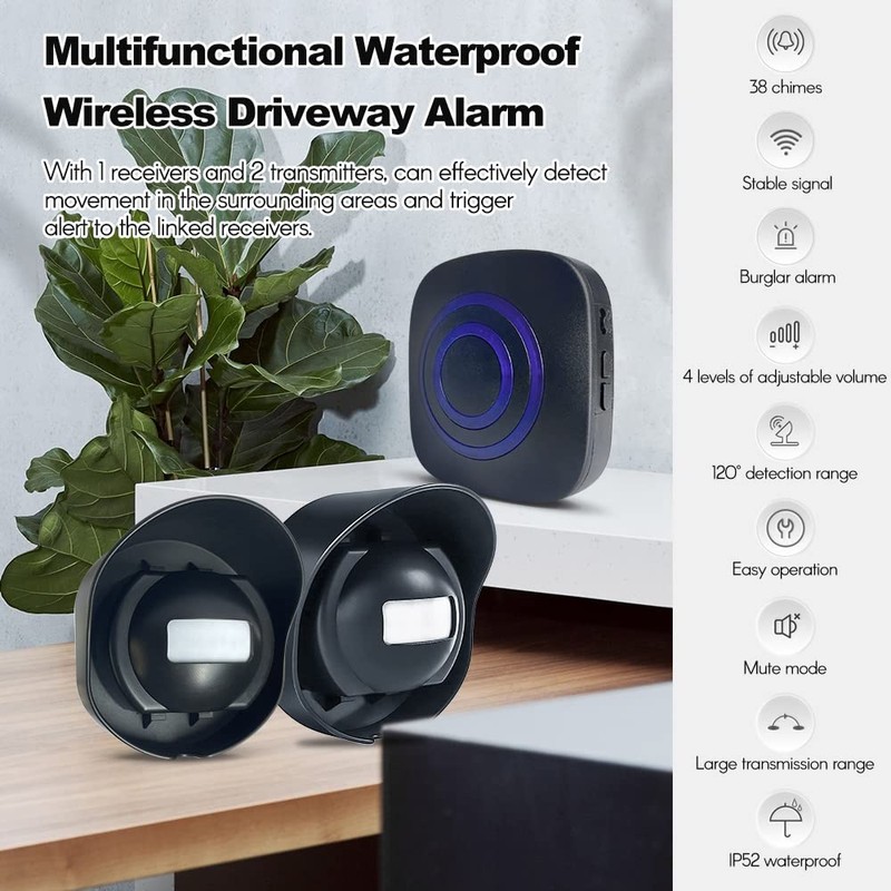 Sunydog Driveway Alarm, Multifunctional Outside Motion Sensor & Detector 200m/656ft