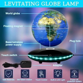 RUIXINDA Multi-Color Changing Levitating Globe Magnetic Levitation Floating Globe World Map Educational Gifts for Home Desk Decoration