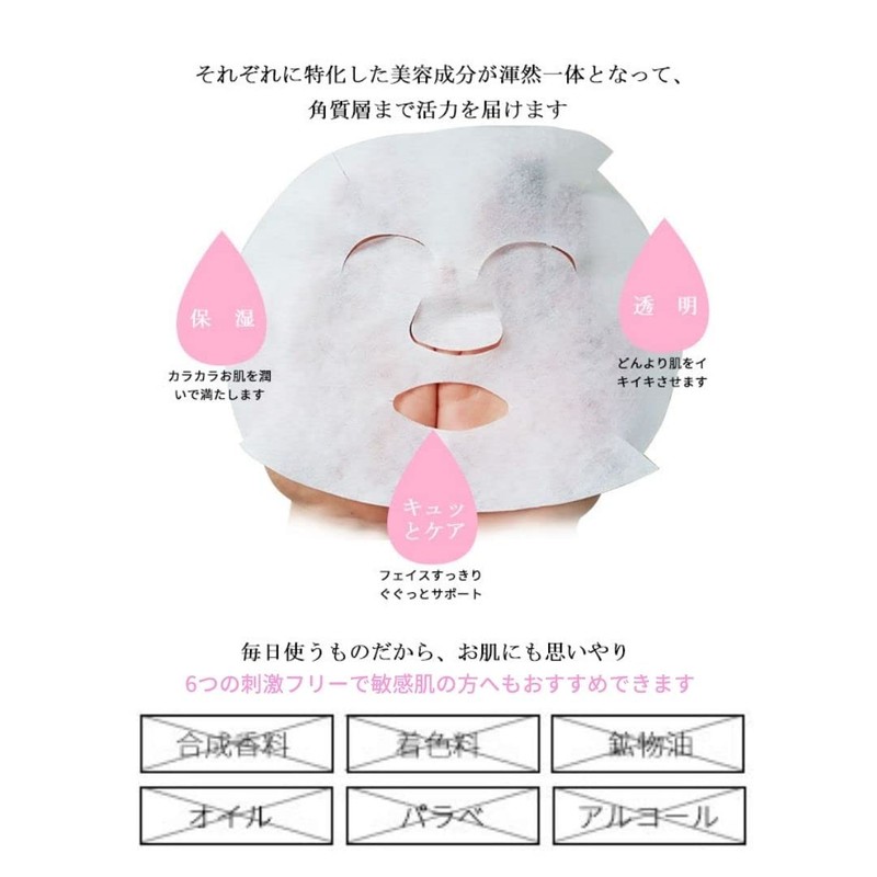 Sanyo Bussan Dear Leaf Essential Face Mask, Moisturizing, 3 Extracts,