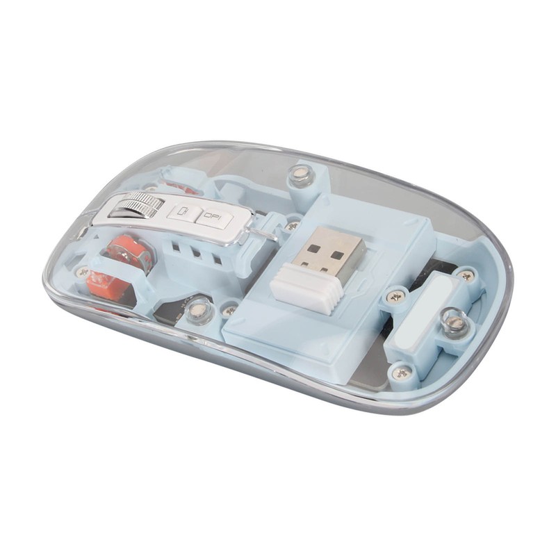 Wireless 2.4G Bluetooth Transparent Mouse 2400 DPI Rechargeable 400mAh RGB