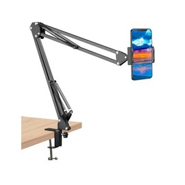 Soporte de Tableta y Teléfono con Brazo Articulado 360° – Base Metálica Estable para Cabecera/Cama/Escritorio – Compatible con Teléfonos/Tabletas/Kind