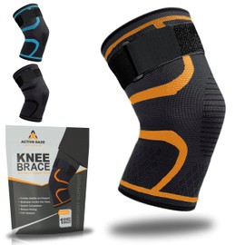 Knee Brace for Running With Straps - Knee Support for Women and Men - Effective Knee Brace for Meniscus Tear - Comfortable and Adjustable Design (Orange, X-Large)