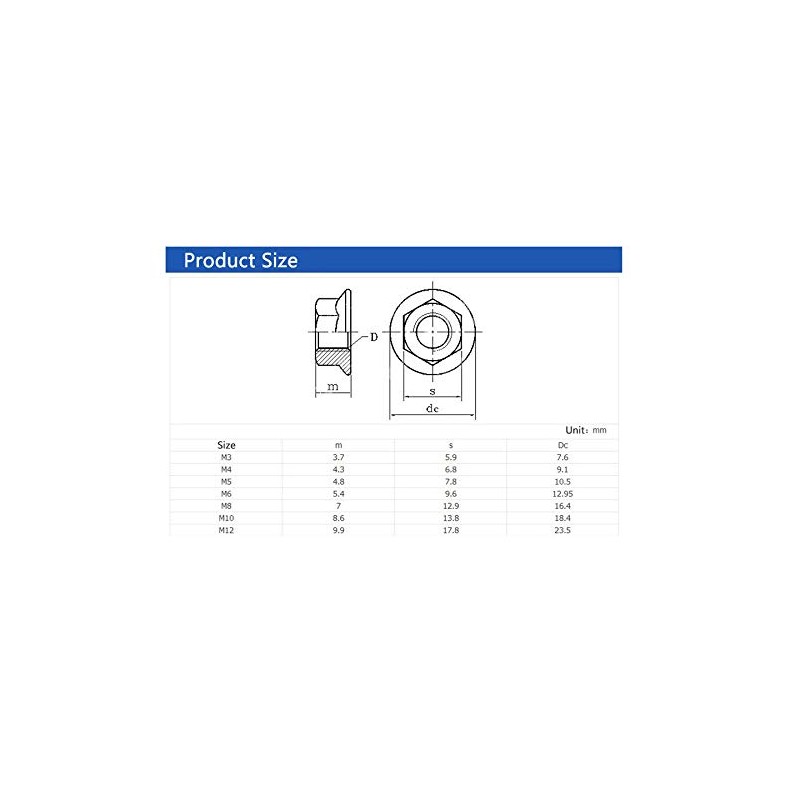 M8 Stainless Steel Serrated Flanged Nuts Hex Flange Nut