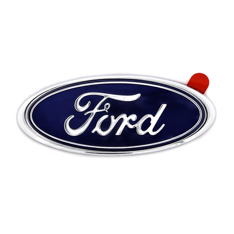 Mini Ford Blue Oval Novelty Logo Chrome Plated Plastic Emblem.