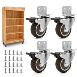 4 x 50mm Furniture Castors with 4 Brakes Castors with Brake Come with 20 Nails Swivel Casters for Heavy Loads, Heavy Furniture, Table, Sofa, Shelf, Bookcase etc