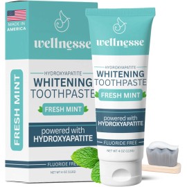 Wellnesse Whitening Hydroxyapatite Toothpaste with Xylitol, Natural Fluoride-Fre