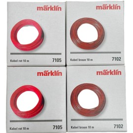 Accessory Set with 2 x Märklin Cable Brown + 2 x Red Cable (Each 10 m, 7102 & 7105) + Poster Locomotive - Compatible with Model Railways H0 N Z